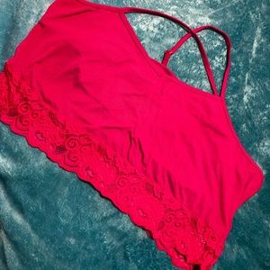 Pink lace crop/bra